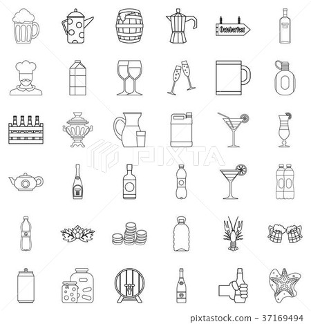 Crate icons set, outline style Crate icons set, outline style 37169494