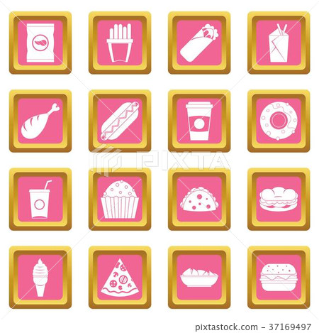 Fast food icons pink Fast food icons pink 37169497