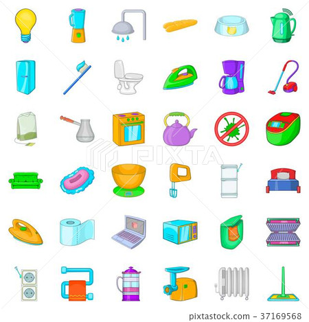 Home socket icons set, cartoon style 37169568