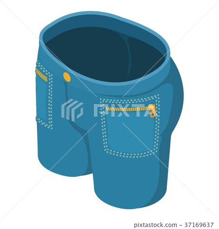Dark blue short jeans icon, isometric 3d style Dark blue short jeans icon, isometric 3d style 37169637