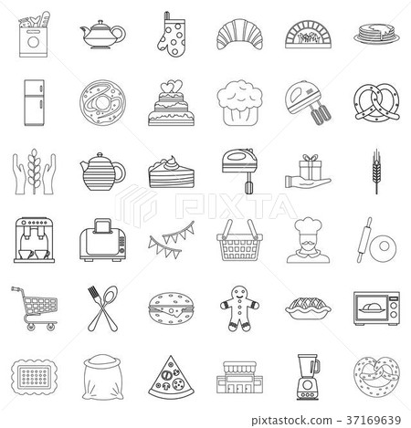 Gastronomy icons set, outline style Gastronomy icons set, outline style 37169639