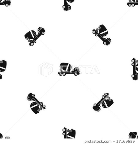 Concrete mixer truck pattern seamless black 37169689