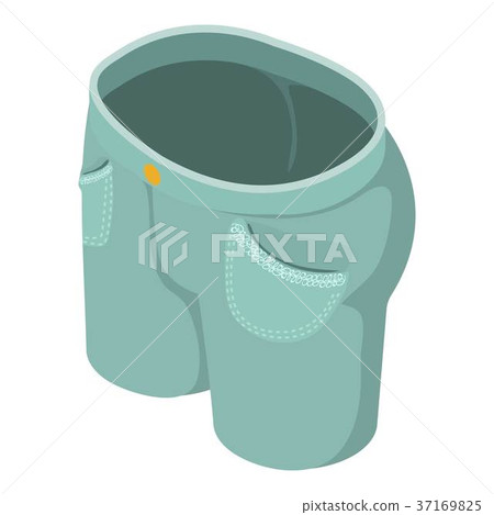 Gray green short jeans icon, isometric 3d style Gray green short jeans icon, isometric 3d style 37169825