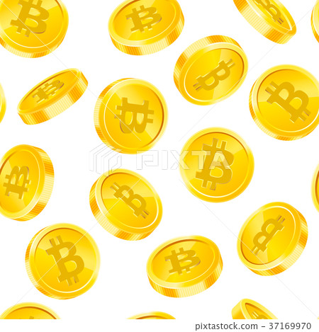 Vector seamless pattern with Bitcoin gold coins in - Stock Illustration ...