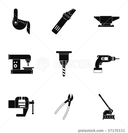 Metal processing industry icon set, simple style 37170131