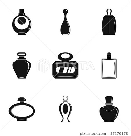 Perfume bottle shop icon set, simple style - Stock Illustration ...