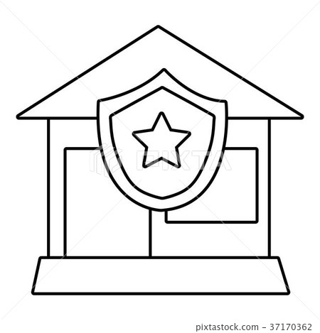 House protection icon, outline line style 37170362