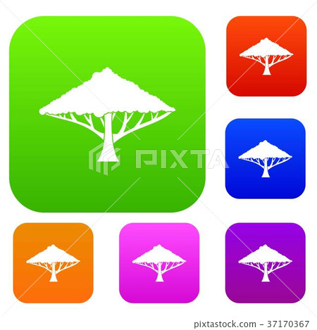 Tree with a spreading crown set collection Tree with a spreading crown set collection 37170367
