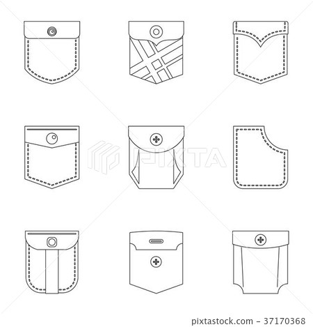 Pants pocket icon set, outline style Pants pocket icon set, outline style 37170368