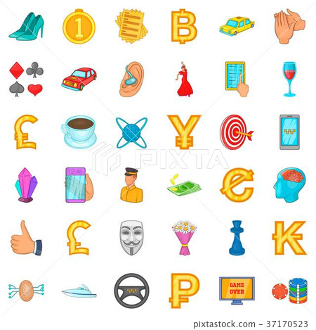 Luck icons set, cartoon style 37170523