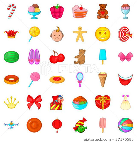 Cake icons set, cartoon style 37170593