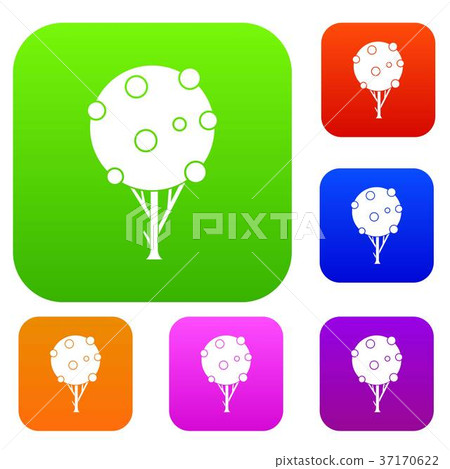 Tree with fruits set collection 37170622