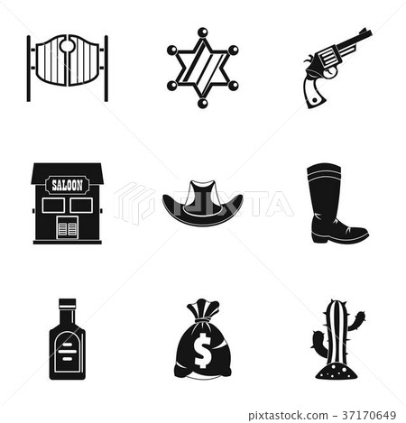 American cowboy icon set, simple style American cowboy icon set, simple style 37170649
