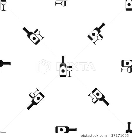 Wine and glass pattern seamless black - Stock Illustration [37171065 ...