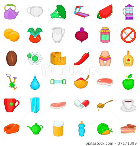 Wellness icons set, cartoon style 37171399