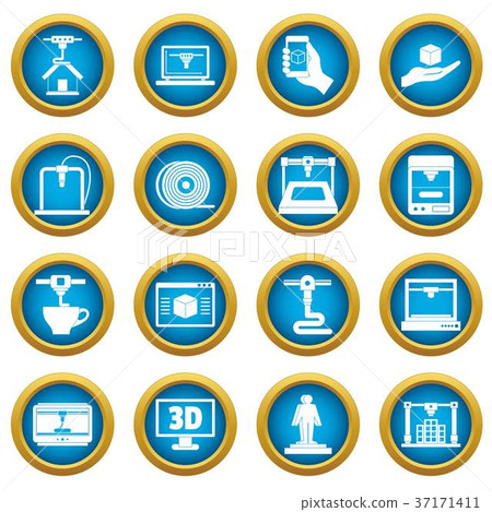 3D Printing icons blue circle set - Stock Illustration [37171411] - PIXTA