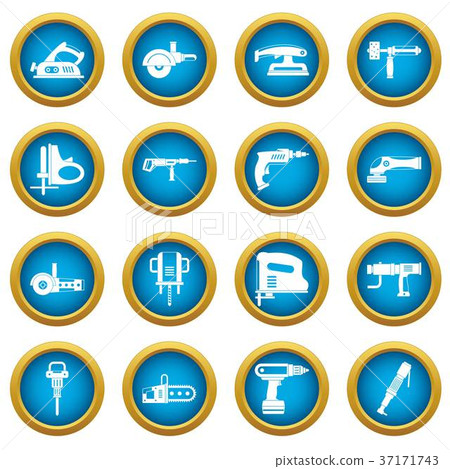 Electric tools icons blue circle set 37171743