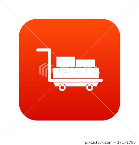 Cart with luggage icon digital red 37171796