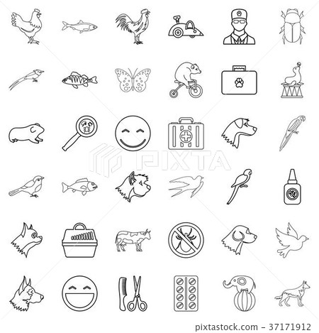 Parrot icons set, outline style Parrot icons set, outline style 37171912
