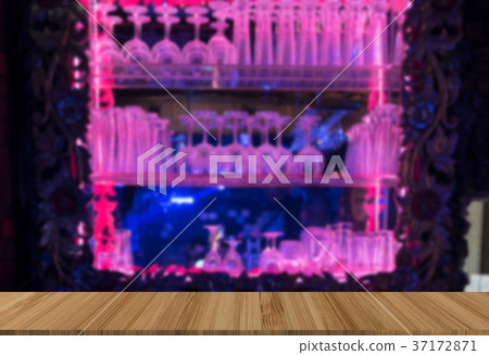 wine glass on bar counter with wood table for display product wine glass on bar counter with wood table for display product 37172871