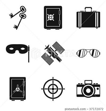 Masquerade icons set, simple style Masquerade icons set, simple style 37172872