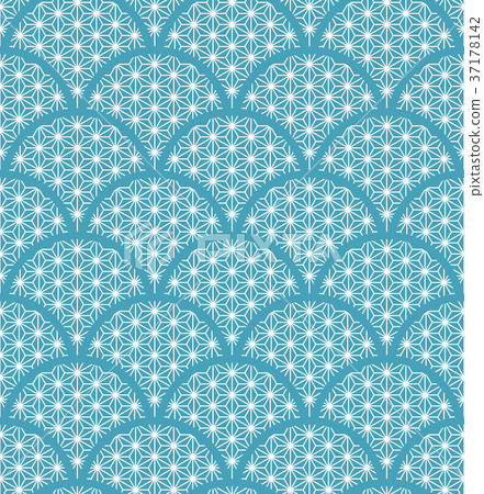 Japanese style background blue sea wave hemp leaves seamless Japanese style background blue sea wave hemp leaves seamless 37178142
