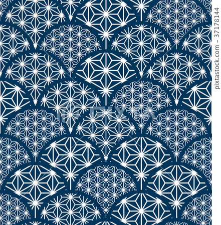 Japanese style background blue sea wave hemp leaves seamless Japanese style background blue sea wave hemp leaves seamless 37178144
