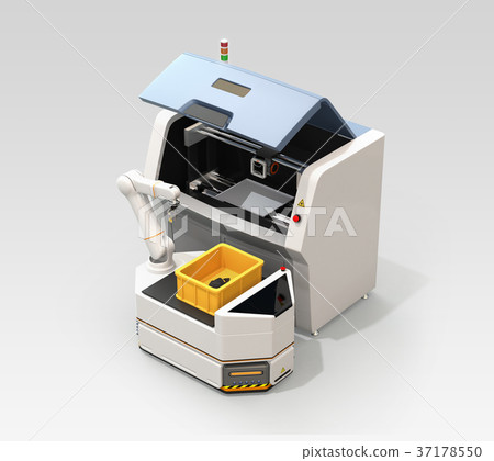 AGV從機器人手臂3D打印機中取出模塑件的圖像 37178550