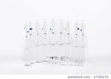 Set of medical ampoules with liquid. Set of medical ampoules with liquid. 37180270