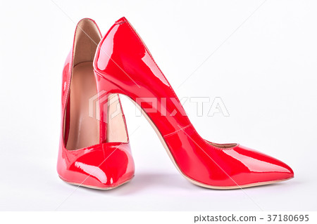 Woman modern red high heels. Woman modern red high heels. 37180695