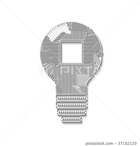 Light bulb idea icon with circuit board inside Light bulb idea icon with circuit board inside 37182120