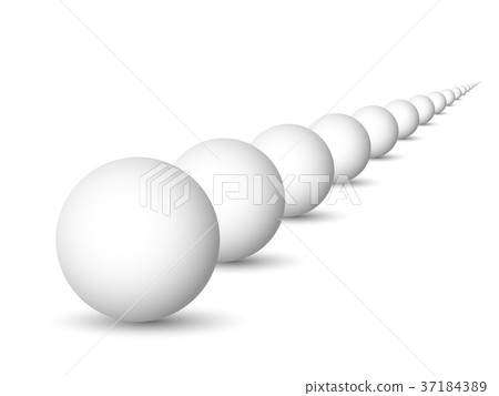 Endless row of white spheres, balls or orbs. 3D Endless row of white spheres, balls or orbs. 3D 37184389