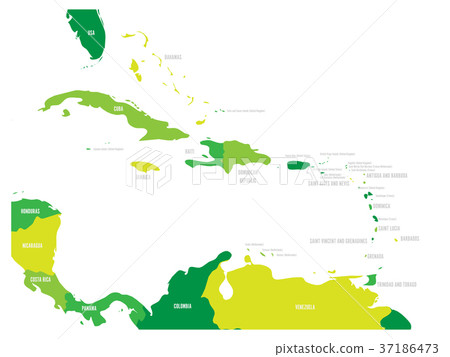 Central America and Caribbean states political map 37186473