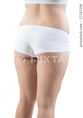 Fatty female buttocks in white underwear. 37187296