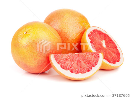 grapefruit and slices isolated on white background grapefruit and slices isolated on white background 37187605