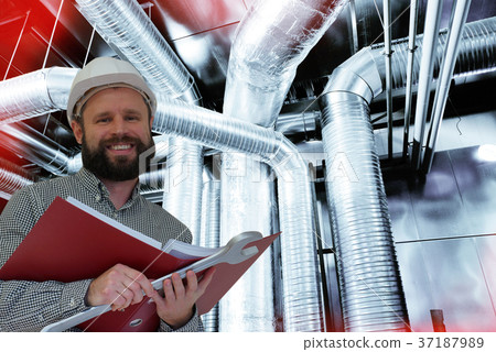 engineer against Ventilation pipes air condition engineer against Ventilation pipes air condition 37187989