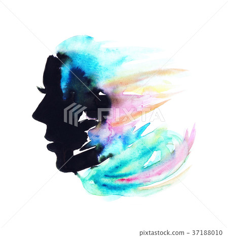 Woman profile watercolor 37188010
