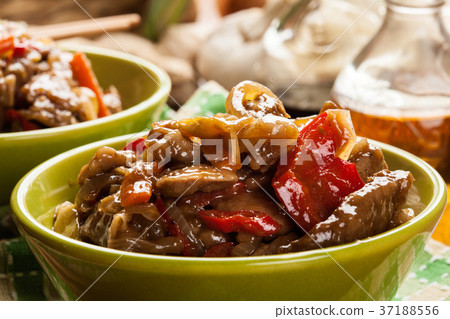 Chinese sticky pork sirloin roasted 37188556