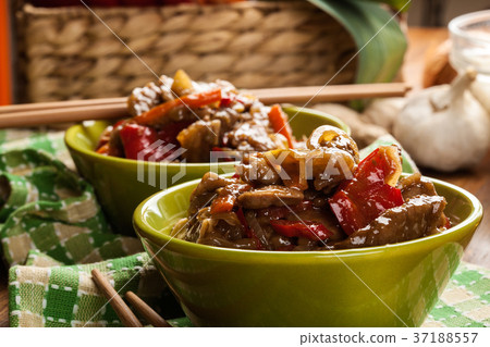 Chinese sticky pork sirloin roasted 37188557