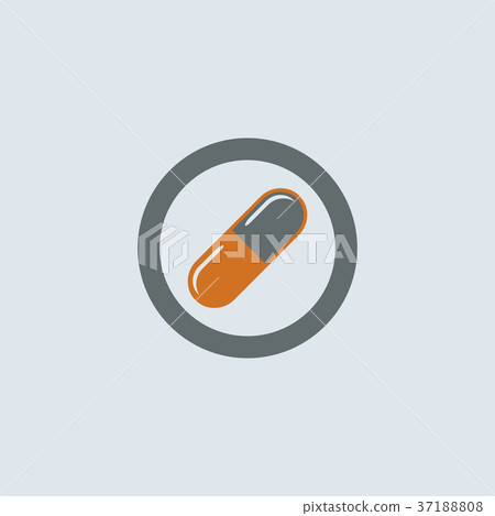 Gray-orange Pill Round Icon Gray-orange Pill Round Icon 37188808