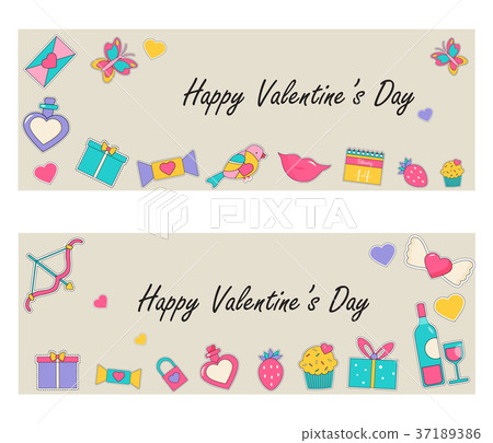 Banners with holiday elements for Valentine's Day Banners with holiday elements for Valentine's Day 37189386
