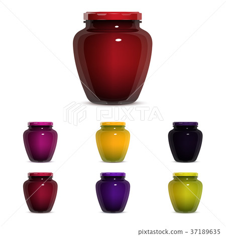 Glass Jam Jar on White Background Glass Jam Jar on White Background 37189635