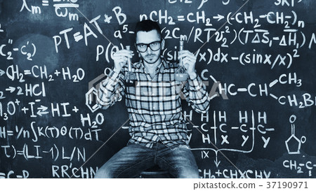 Young scientist man make laboratory experiment in Young scientist man make laboratory experiment in 37190971