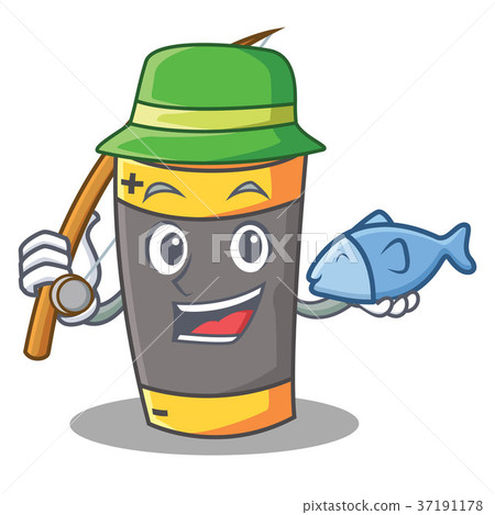 Fishing battery mascot cartoon style 37191178