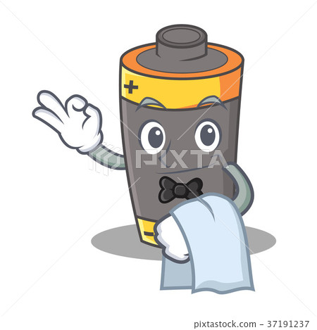Waiter battery mascot cartoon style 37191237