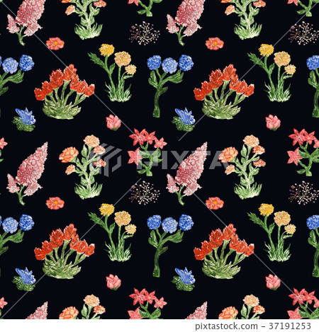 Watercolor seamless pattern with flowers 37191253