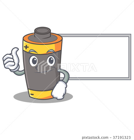 Thumbs up with board battery character cartoon 37191323