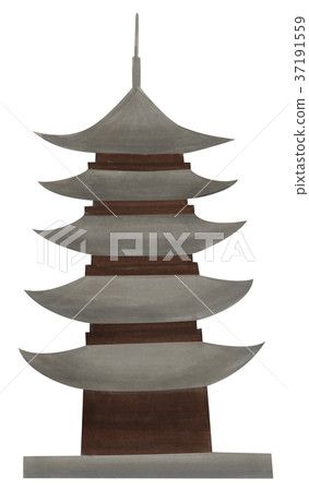 手繪寺廟五層寶塔 手繪寺廟五層寶塔 37191559