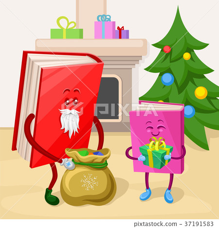 Humanized books characters celebrating Xmas 37191583