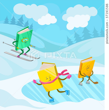 Humanized books characters with smiling faces 37191586